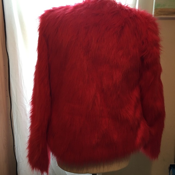 Faux Fur Red Coat - Picture 2 of 2